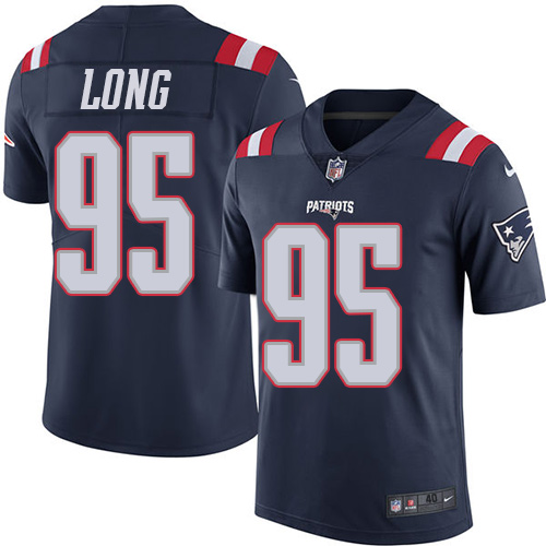 Men's Elite Chris Long Nike Jersey Navy Blue - #95 Rush NFL New England Patriots